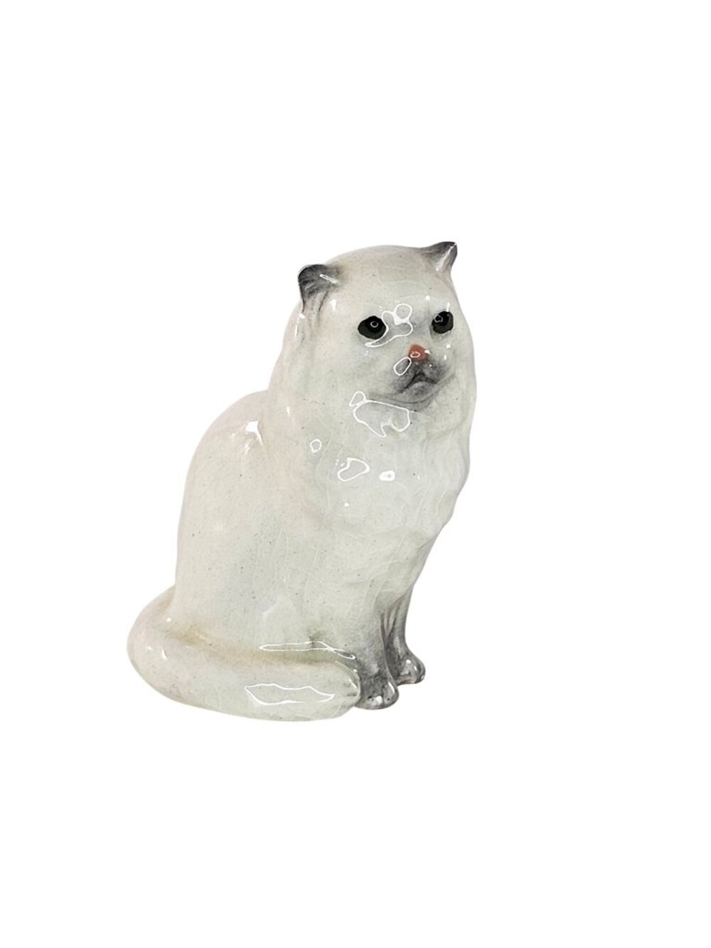Hagen Renaker Mini Persian Papa Cat Miniature Figurine White Sitting Gray Points